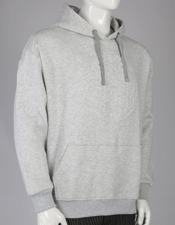 Gofre Baskılı Kar Melanj Unisex Pamuklu Oversize Kapüşonlu Sweatshirt