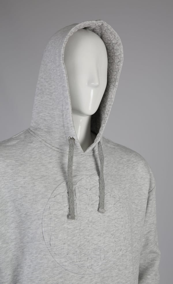 Gofre Baskılı Kar Melanj Unisex Pamuklu Oversize Kapüşonlu Sweatshirt