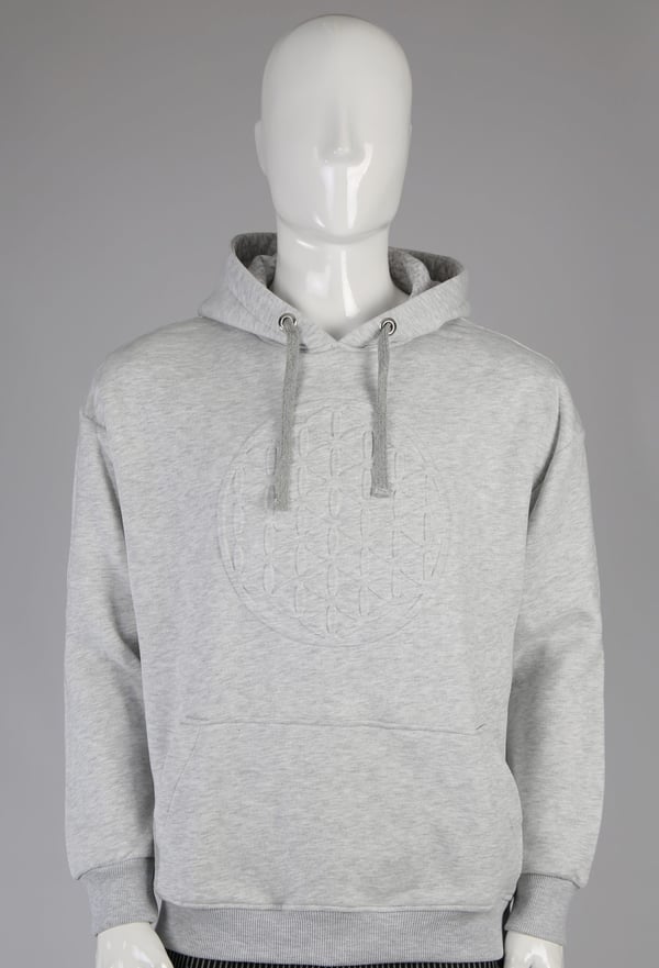 Gofre Baskılı Kar Melanj Unisex Pamuklu Oversize Kapüşonlu Sweatshirt