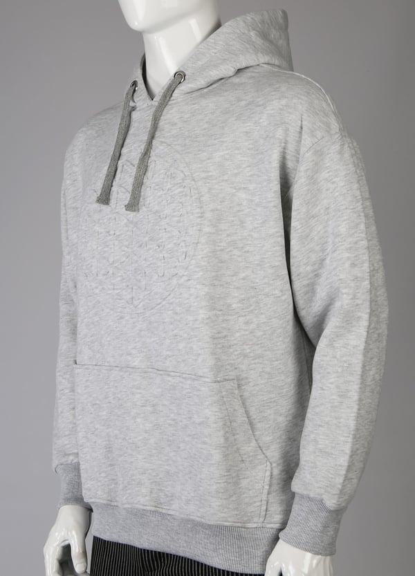 Gofre Baskılı Kar Melanj Unisex Pamuklu Oversize Kapüşonlu Sweatshirt