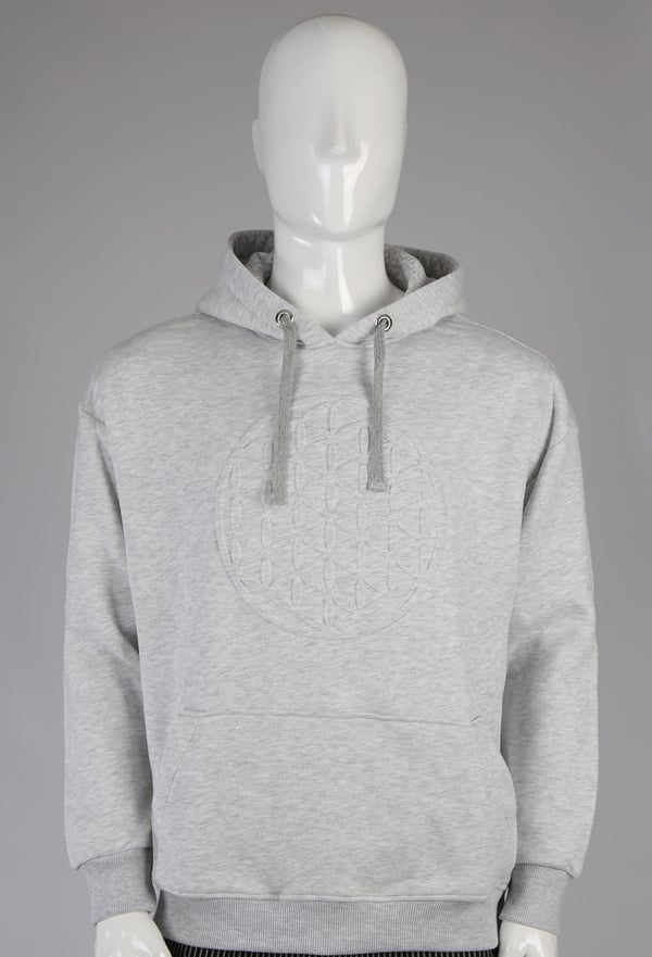 Gofre Baskılı Kar Melanj Unisex Pamuklu Oversize Kapüşonlu Sweatshirt