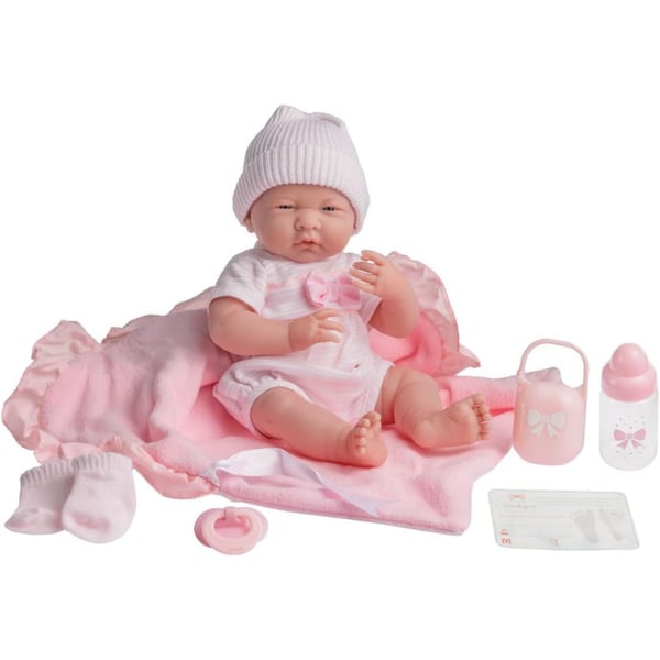 Berenguer Gerçekçi Yenidoğan Oyuncak Bebek 39 cm ve Pembe Kundak Seti