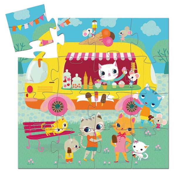 Djeco Dekoratif Puzzle 16 Parça - Ice Cream Truck