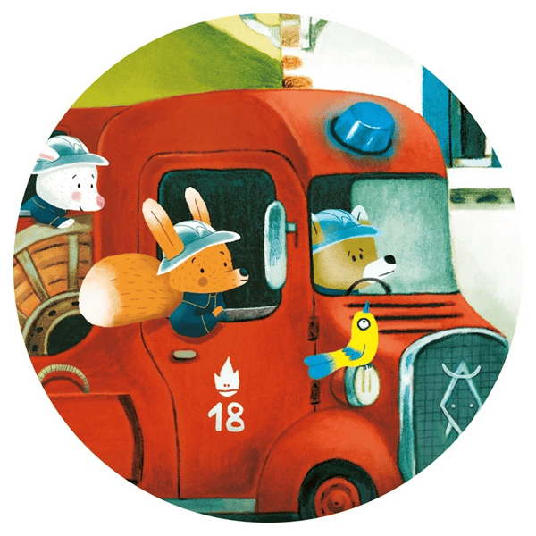 Djeco Dekoratif Puzzle 16 Parça - The Fire Truck