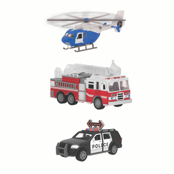Driven 3lü Set - Helikopter, Polis Arabası, İtfaiye Arabası