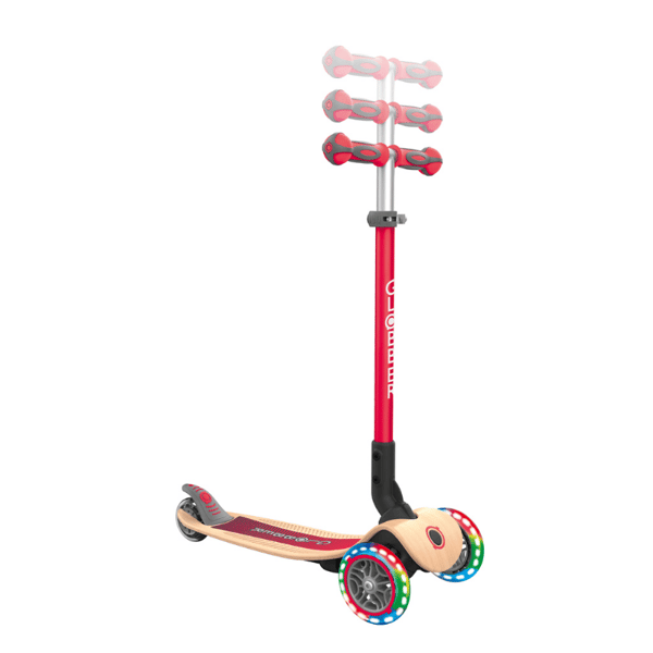 Globber Primo Wood Katlanabilir Işıklı Scooter - Kırmızı