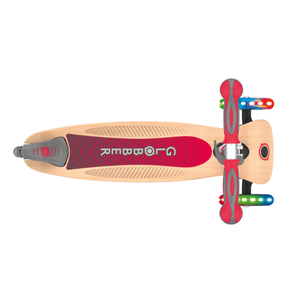 Globber Primo Wood Katlanabilir Işıklı Scooter - Kırmızı