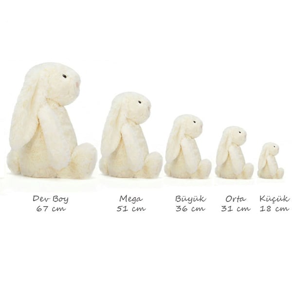 Jellycat Bashful Gri Tavşan Büyük Boy 36 cm