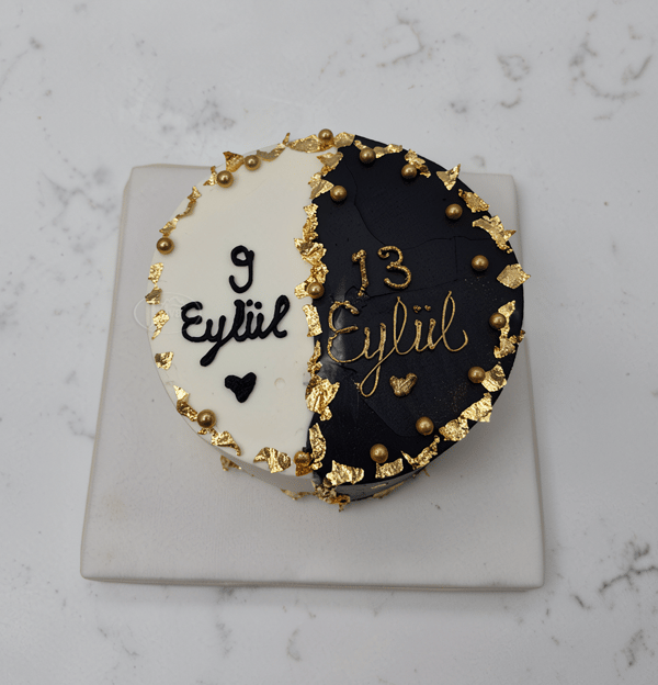 İki Yarım ve Altın Varak Özel Pasta - Liva Shop Ankara doğum günü pastası