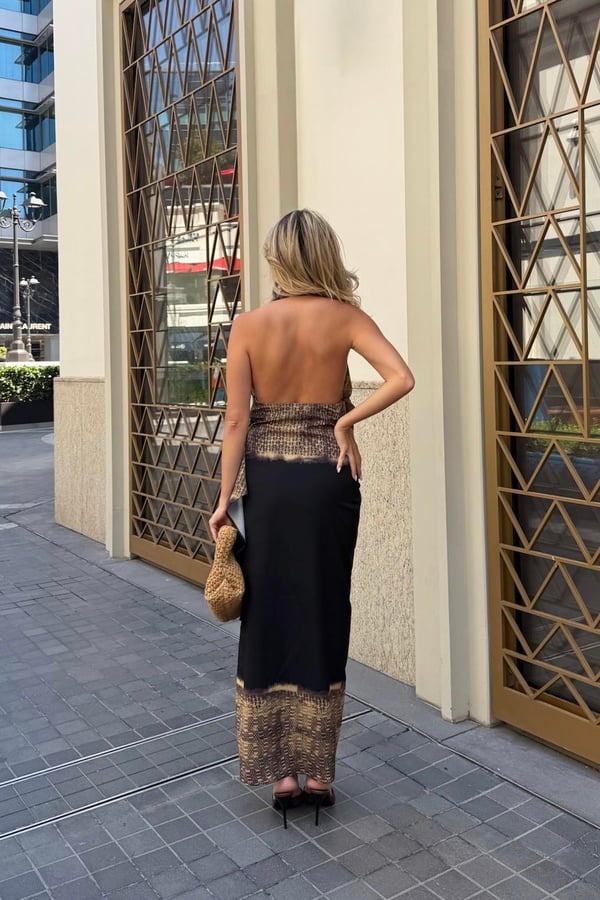 Asimetrik Drapeli Halter Yaka Elbise