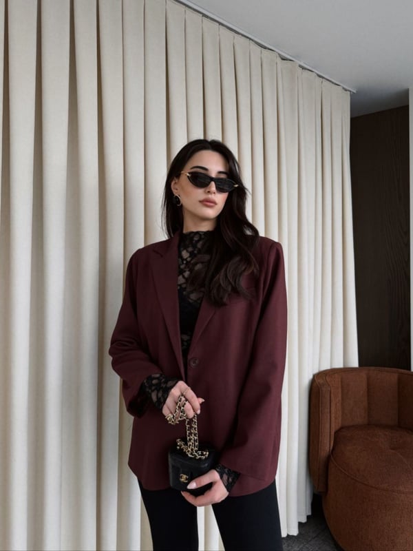 Bordo Blazer Ceket - Seri 7619