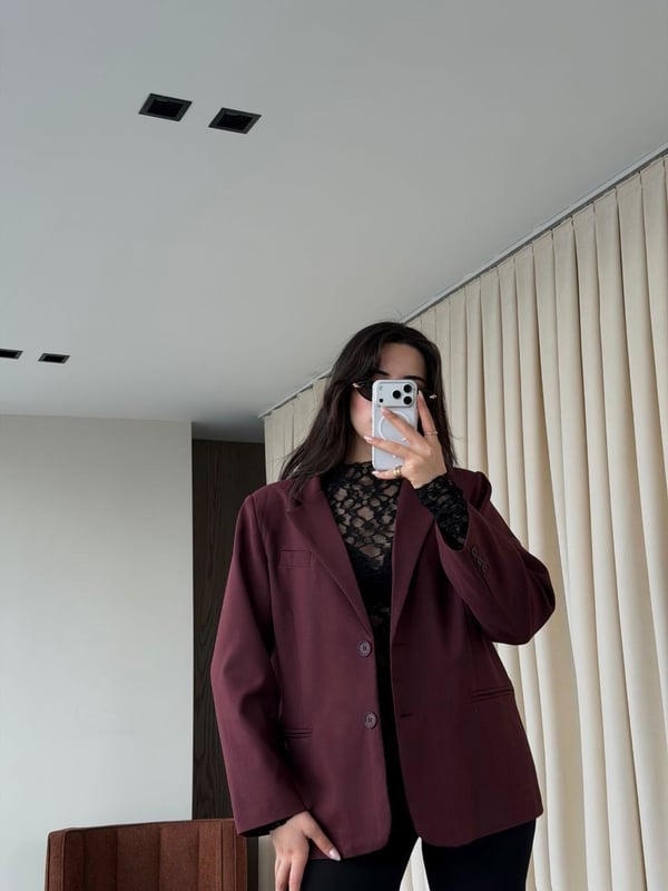 Bordo Blazer Ceket - Seri 7619
