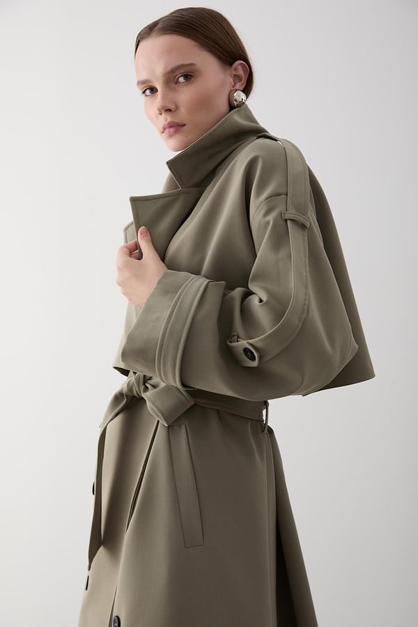 Haki Lucky Düğme Detaylı Oversize Trençkot