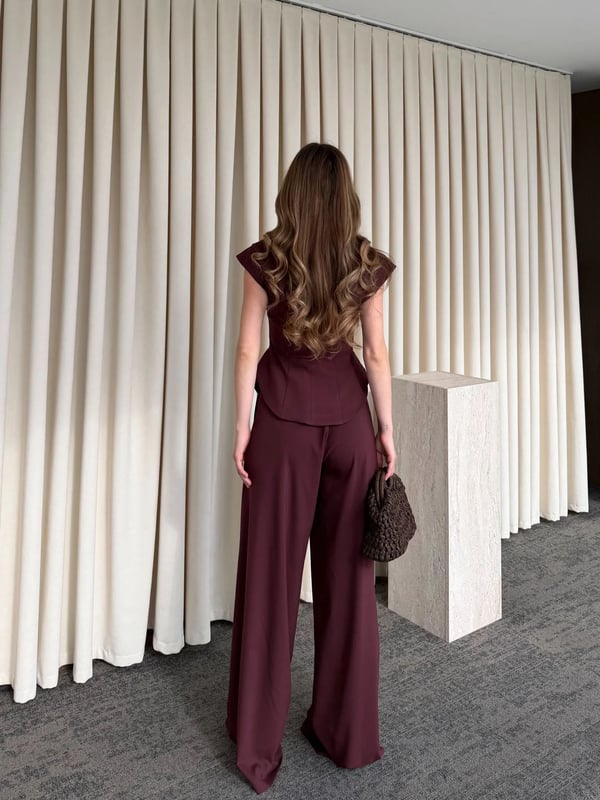 Kahve Margot Yelek Pantolon Takım Seri- 308