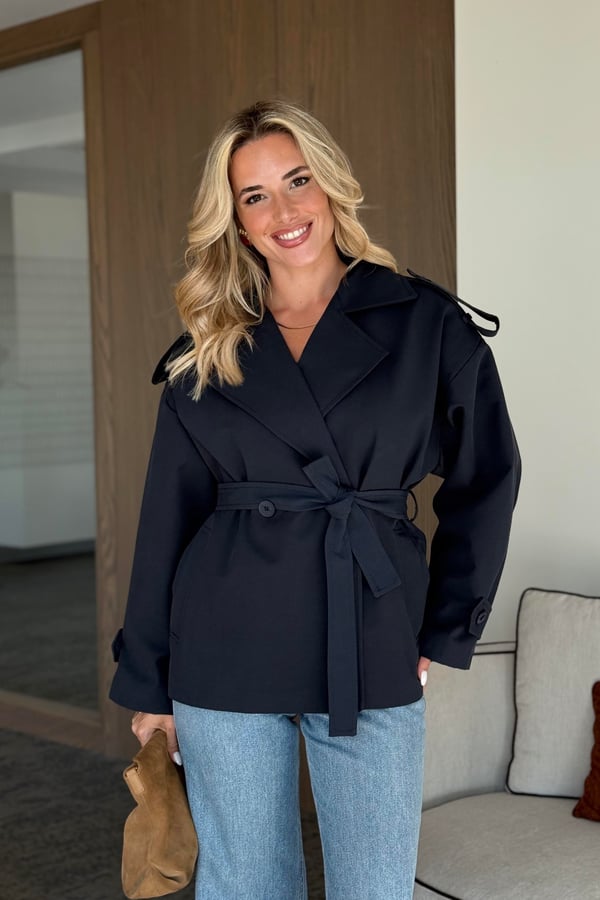Lacivert Julia Kısa Trenç - 9609