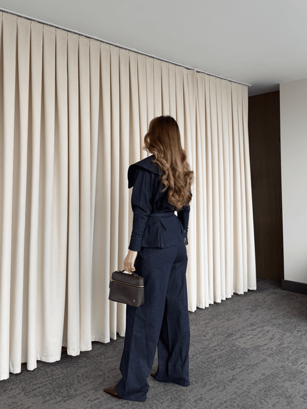 Lacivert Tasarım Denim Takım Seri - 8002