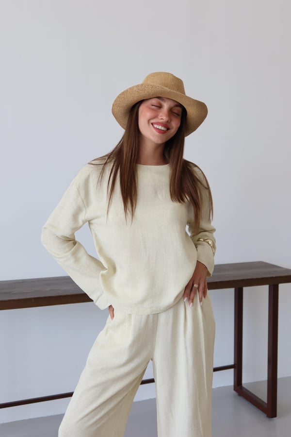 Sarı Marisol Bluz Pantolon Takım