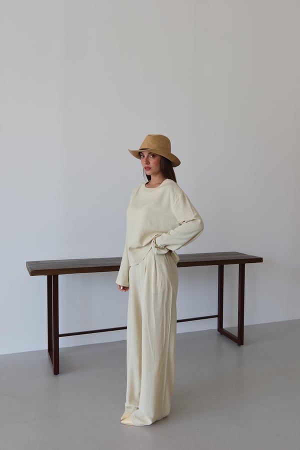 Sarı Marisol Bluz Pantolon Takım