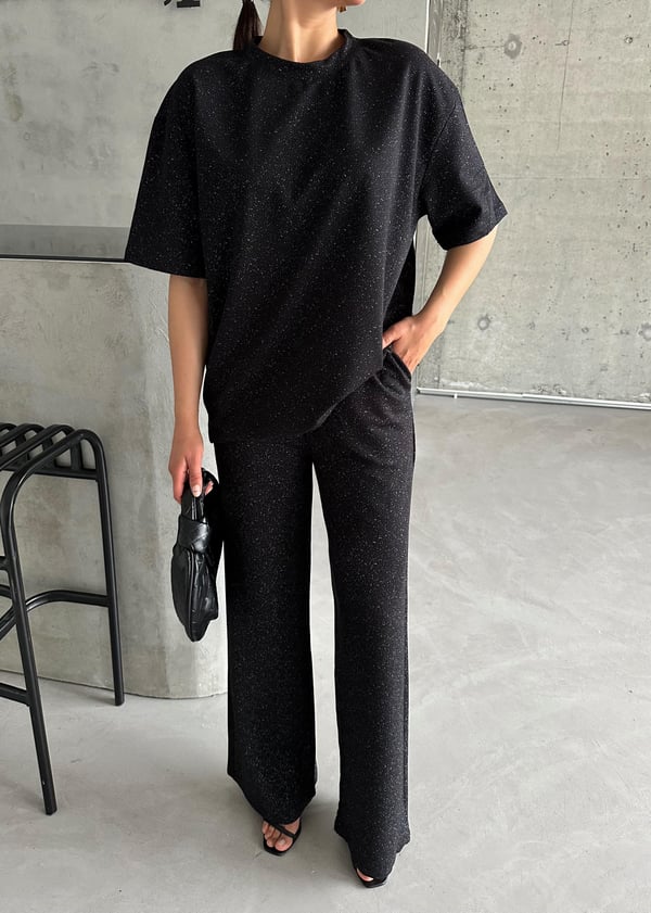 Glittery Short Sleeve Set