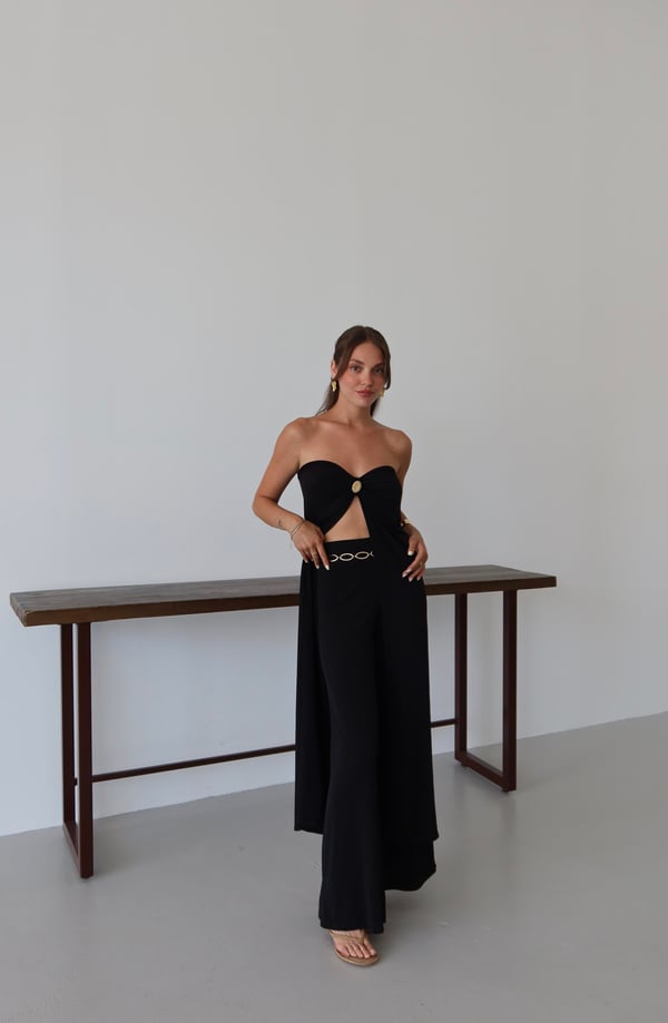 Siyah Bianca Pelerin Pantolon Takım