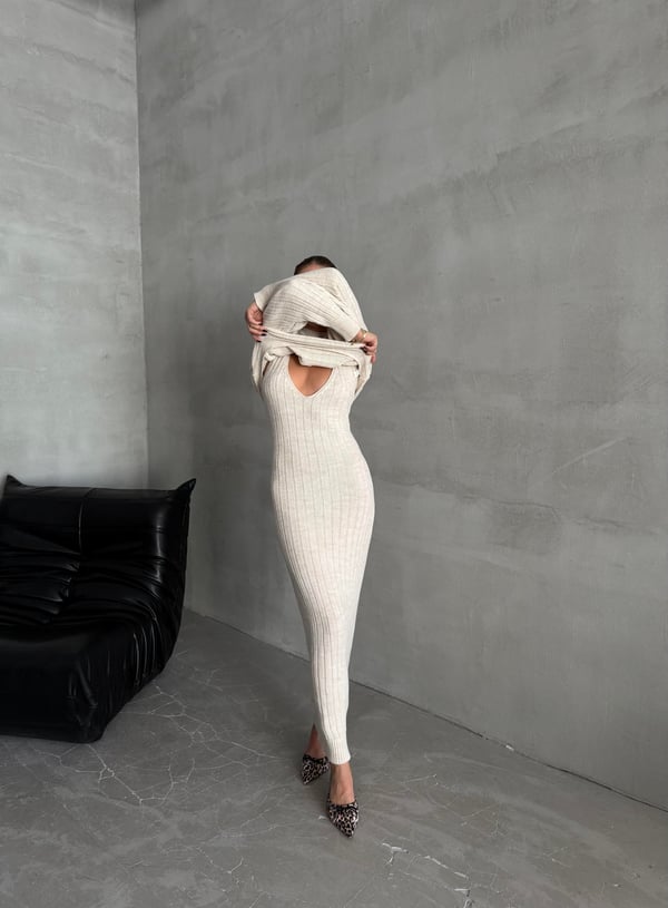 Taş Martha İki Parça Kazaklı Triko Elbise