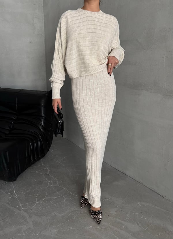 Taş Martha İki Parça Kazaklı Triko Elbise