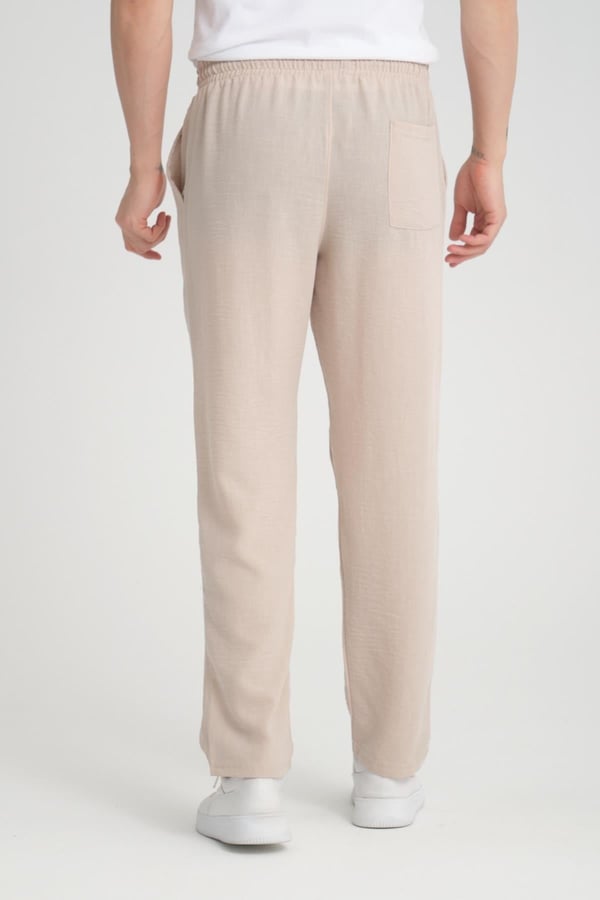 Aerobin Keten Baggy Kalıp Pantolon - Bej