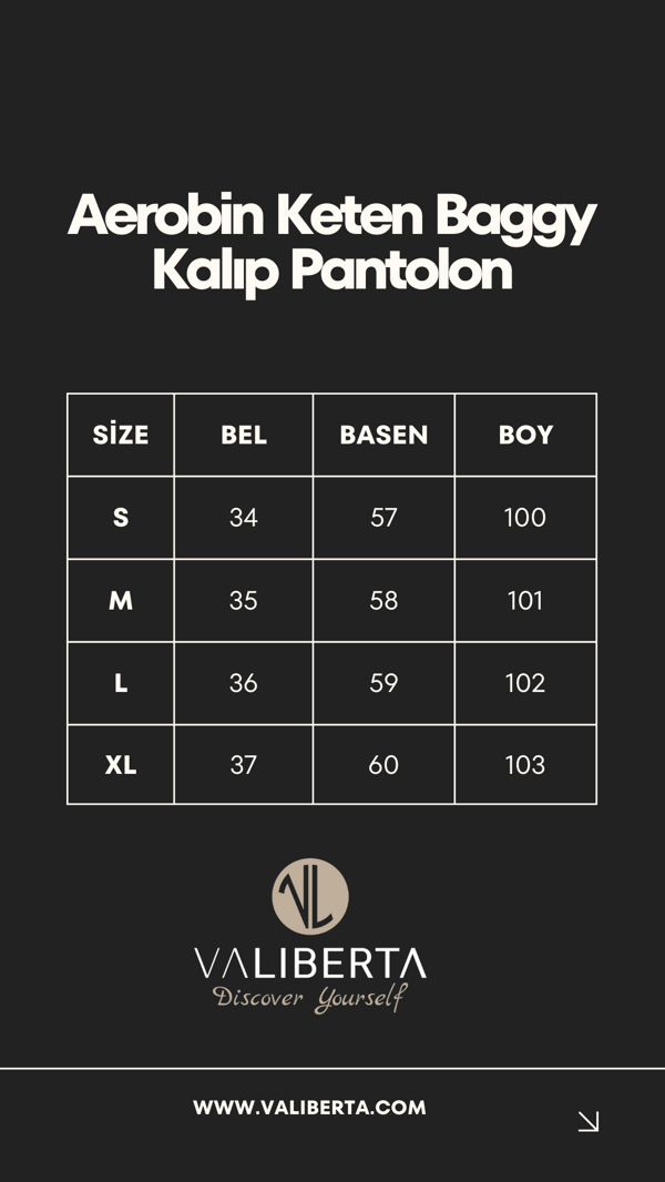 Aerobin Keten Baggy Kalıp Pantolon - Kahve