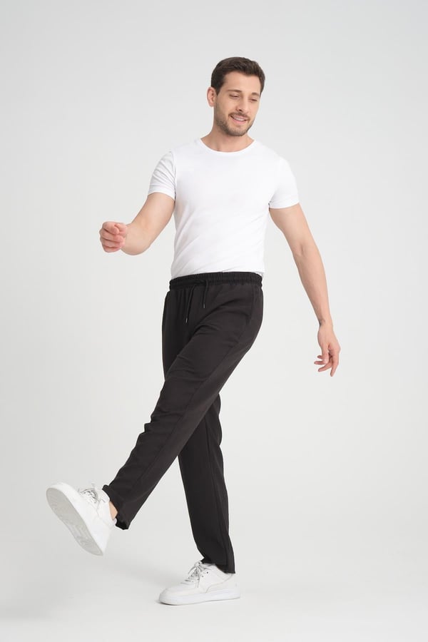 Aerobin Keten Baggy Kalıp Pantolon - Siyah