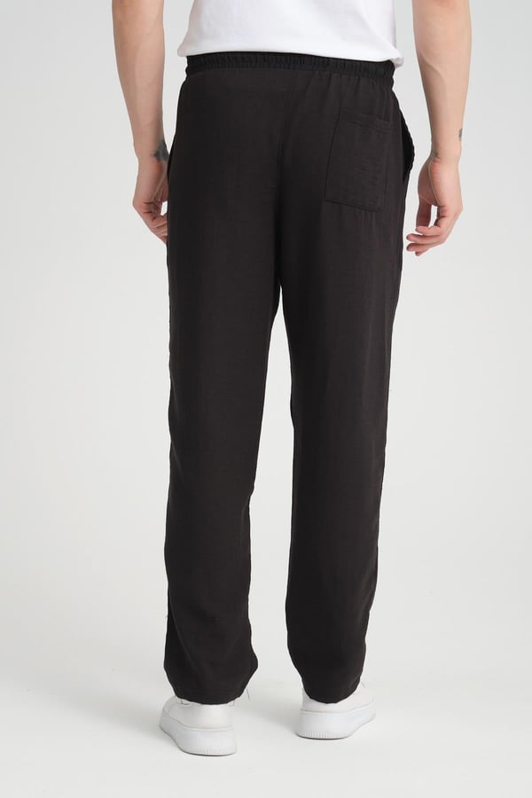 Aerobin Keten Baggy Kalıp Pantolon - Siyah
