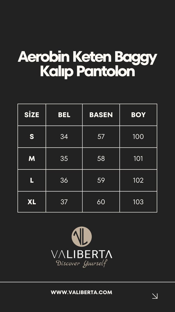Aerobin Keten Baggy Kalıp Pantolon - Siyah