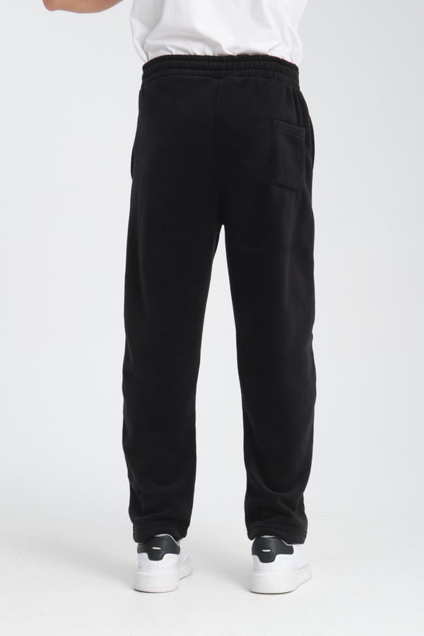 Baggy Kalıp Polar Kumaş Jogger Pantolon - Siyah