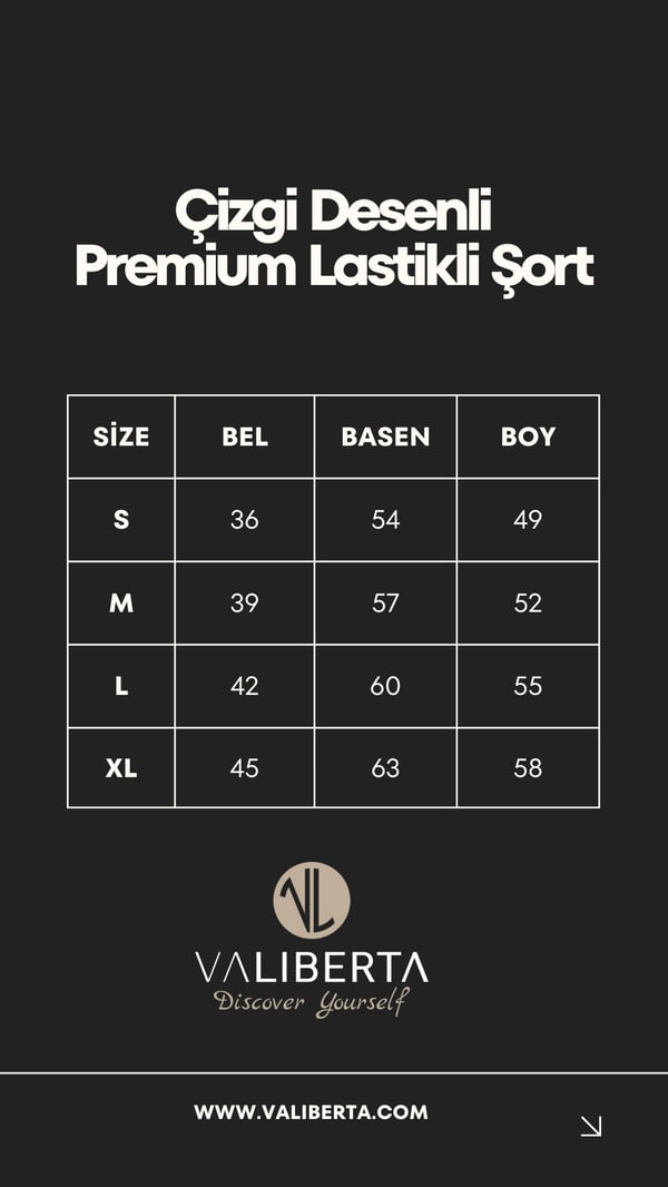 Çizgi Desenli Premium Lastikli Şort - Siyah