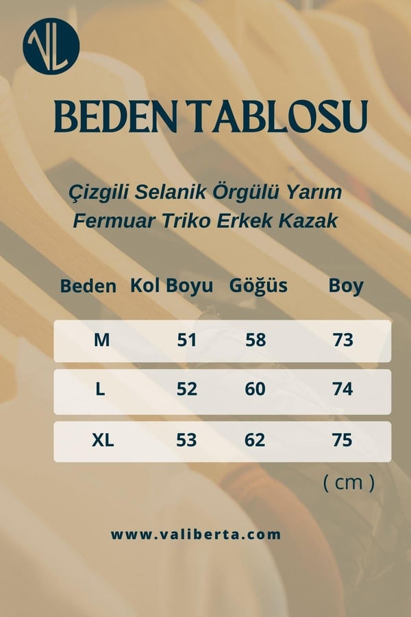 Çizgili Selanik Örgülü Yarım Fermuar Triko Erkek Kazak - İndigo