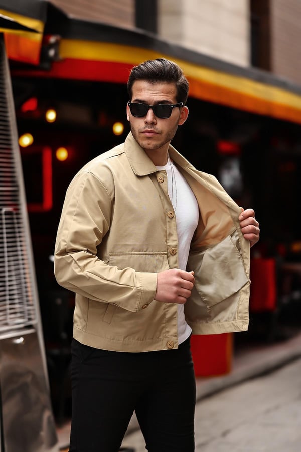 DualPocket Hafif  Mevsimlik Ceket - Bej