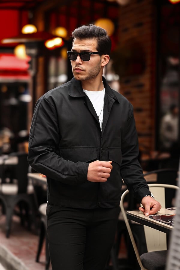 DualPocket Hafif  Mevsimlik Ceket - Siyah