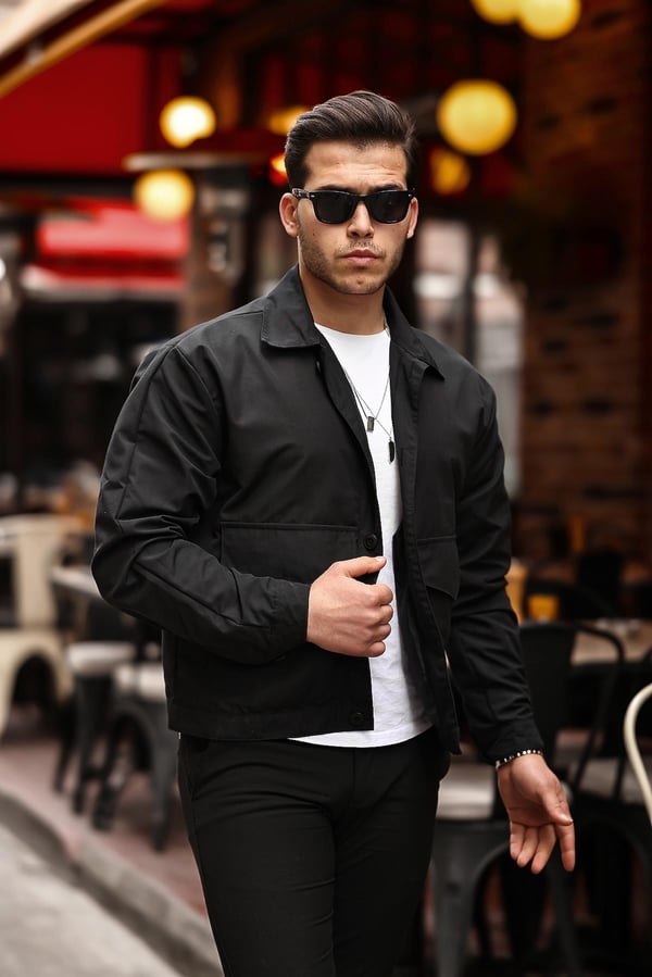 DualPocket Hafif  Mevsimlik Ceket - Siyah