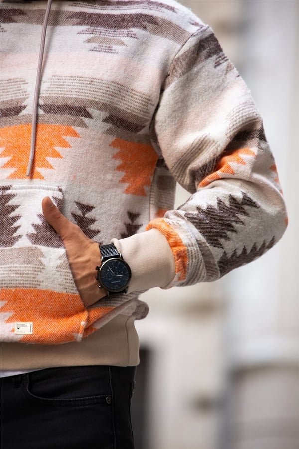 Etnik Desen Oversize Sweatshirt - Hoodie
