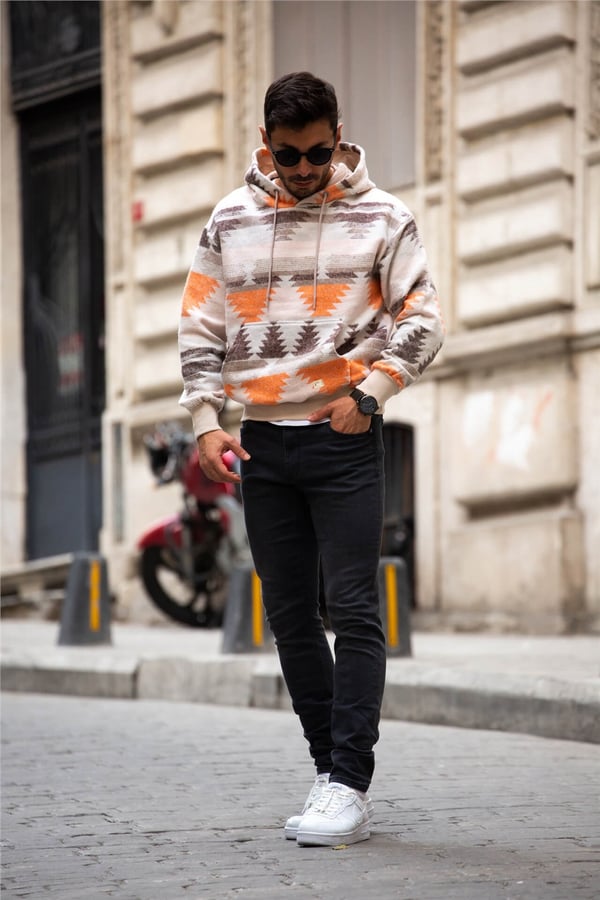 Etnik Desen Oversize Sweatshirt - Hoodie