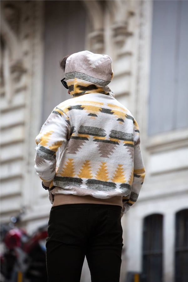 Etnik Desen Oversize Sweatshirt - Hoodie