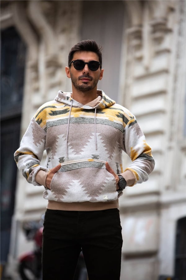 Etnik Desen Oversize Sweatshirt - Hoodie