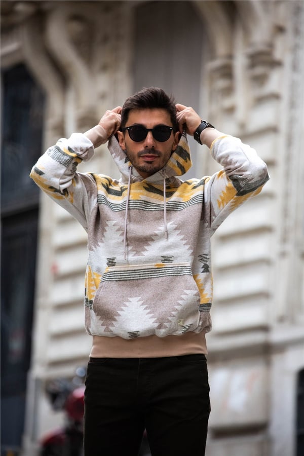 Etnik Desen Oversize Sweatshirt - Hoodie