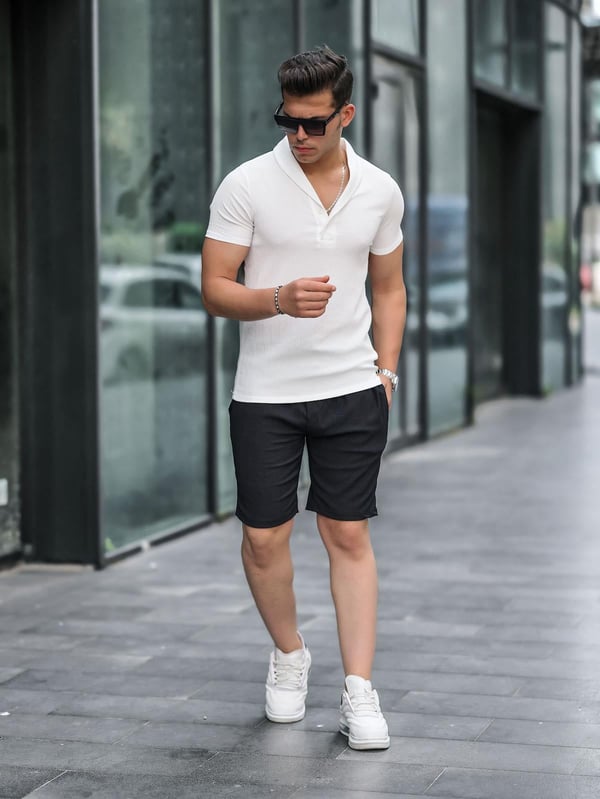 Fitilli Basic Şort - Siyah