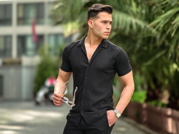 Fitilli Fit Gömlek - Siyah