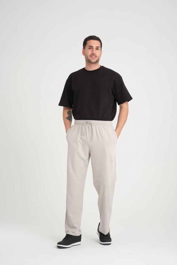 İki İplik Baggy Kalıp Eşofman Altı/Pantolon - Mineral Gri