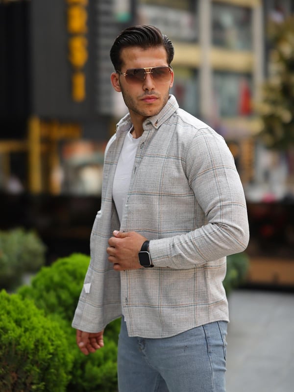 Kareli Oduncu Fit Gömlek -  AçıkGri