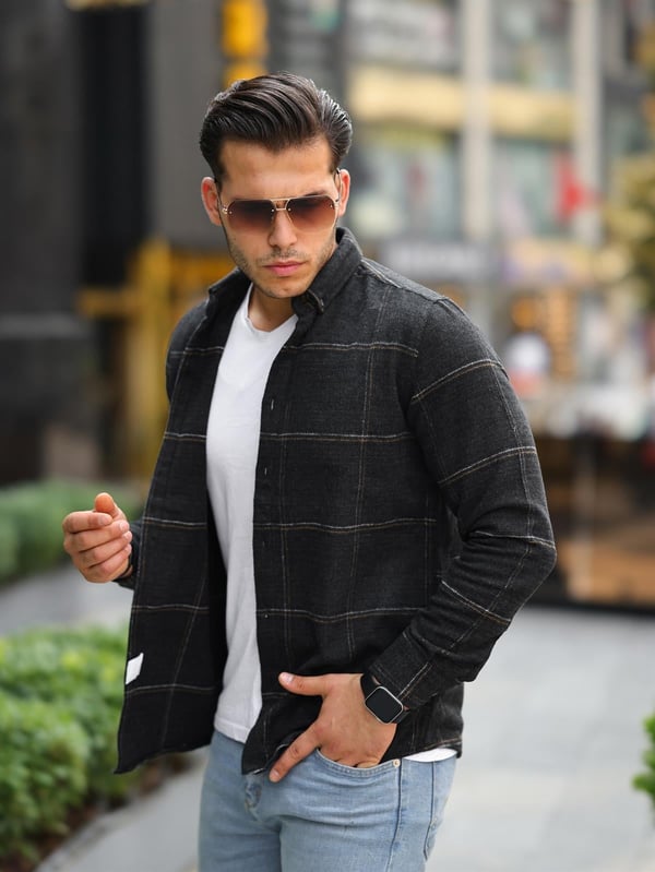 Kareli Oduncu Fit Gömlek -  Siyah