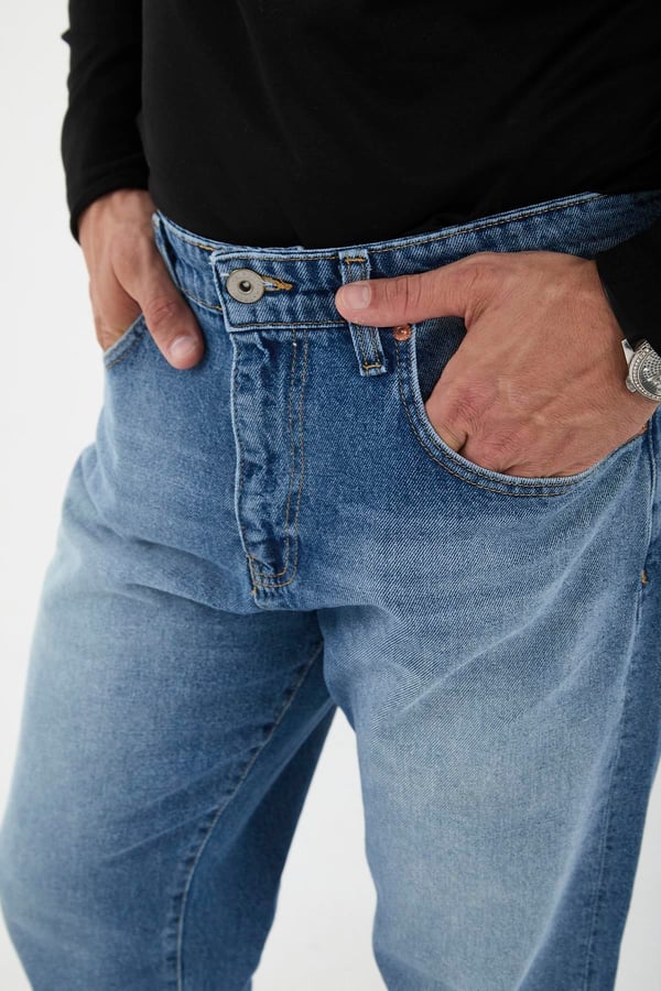 Kot Baggy Kalıp Erkek Pantolon - Mavi