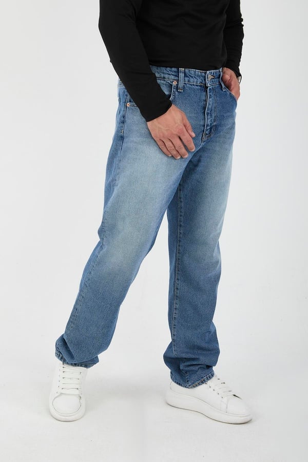 Kot Baggy Kalıp Erkek Pantolon - Mavi