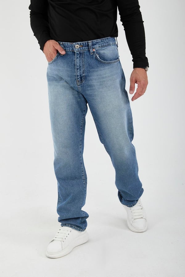 Kot Baggy Kalıp Erkek Pantolon - Mavi